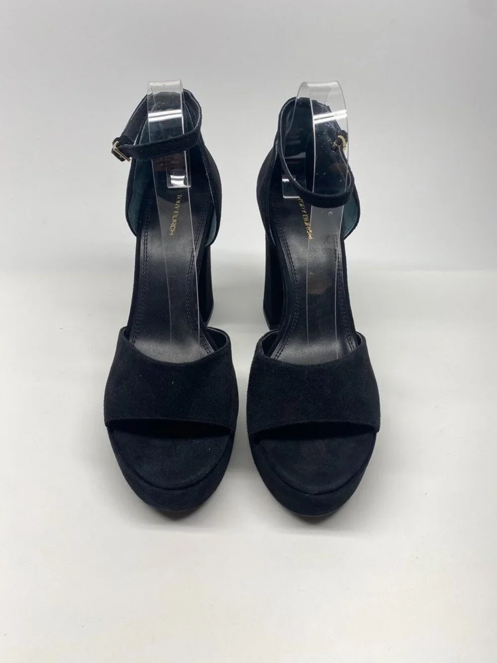 Tory Burch Women's Platform Black Suede Strap High Heel Sandals Sz 11M